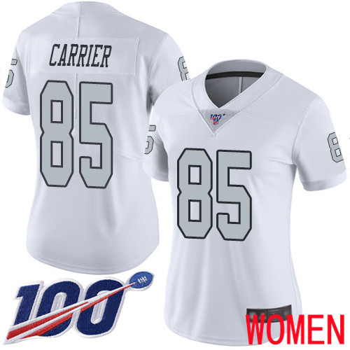 Oakland Raiders Limited White Women Derek Carrier Jersey NFL Football 85 100th Season Rush Vapor Jersey